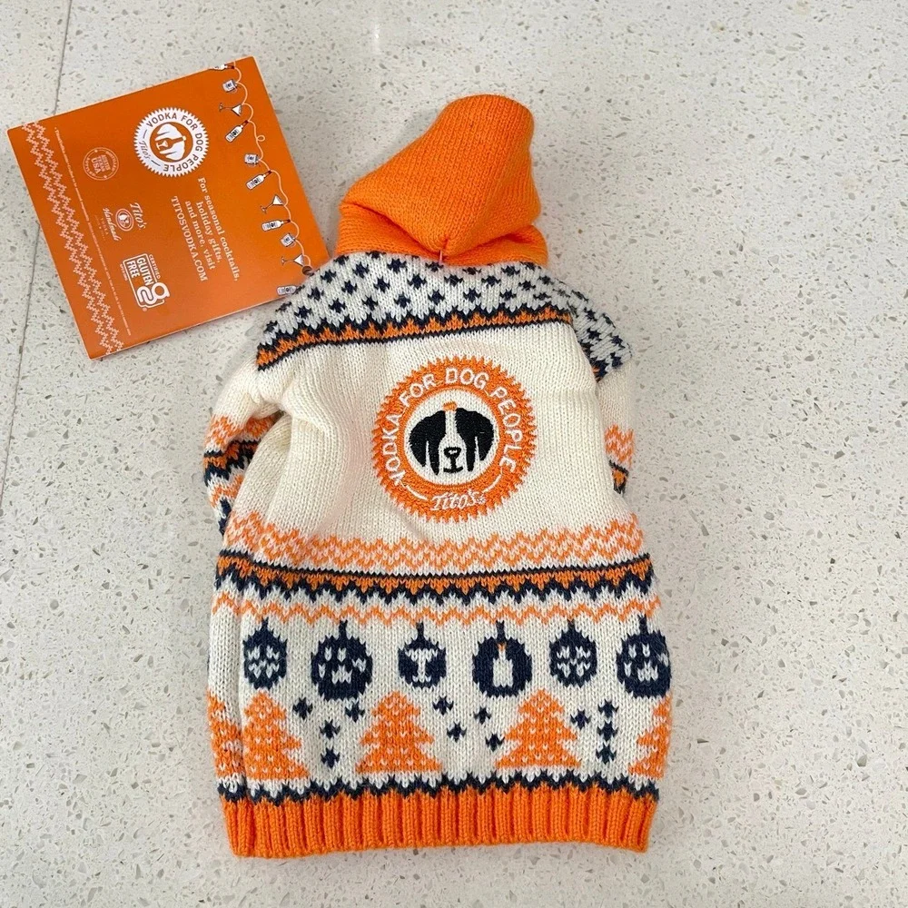 NEW Titos Handmade Vodka Bottle Sweater Hoodie‎ Fair Isle Vodka For Dog People